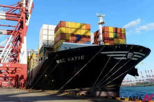 A container ship stops at the port of Qingdao, east China's Shandong Province. (Xinhua)