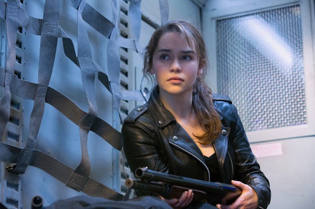 Emilia Clarke in a scene from "Terminator: Genisys,? the fifth film in the series created by James Cameron in 1984. (Melinda Sue Gordon/Paramount Pictures via AP)  