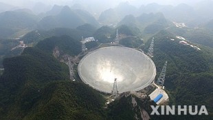 Photo taken on Sept. 24, 2016 shows the Five-hundred-meter Aperture Spherical Telescope (FAST) in Pingtang County, southwest China's Guizhou Province. The FAST, world's largest radio telescope, measuring 500 meters in diameter, was completed and put into use on Sunday. (Xinhua/Jin Liwang)