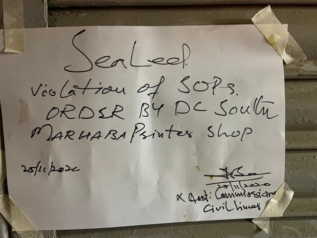 shops for violating SOPs and the sealed shops in Karachi.  Photo Courtesy: Information Department, Government of Sindh  