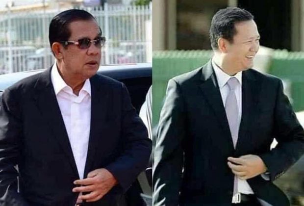 Cambodia's outgoing and incoming prime ministers (AKP)