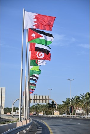 The flags of the Arab countries per (Arabic) alphabetical order