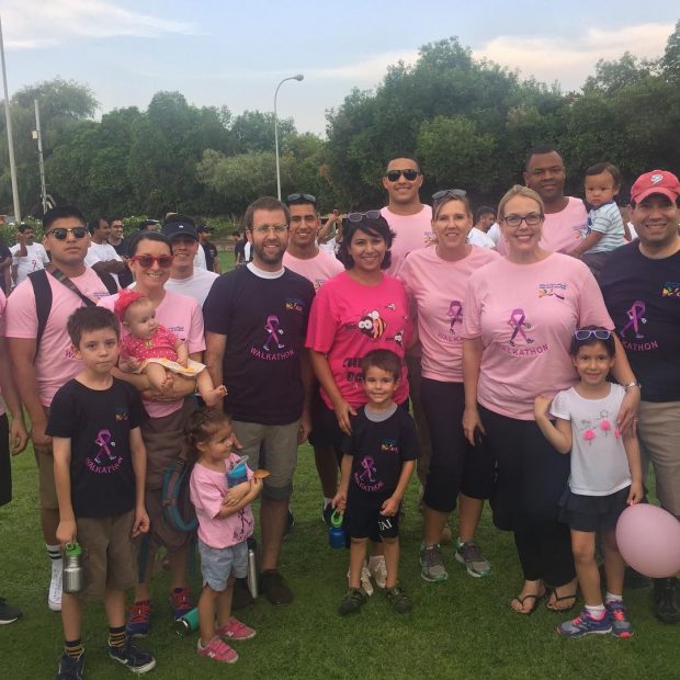 Stephanie and members of the U.S. Embassy staff in Oman at the 15th Oman Cancer Association Walkathon at Qurm Park on October 13, 2018.