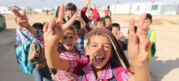 UN Photo/Sahem Rababah Refugee children at the Zaatari camp in Jordan. 